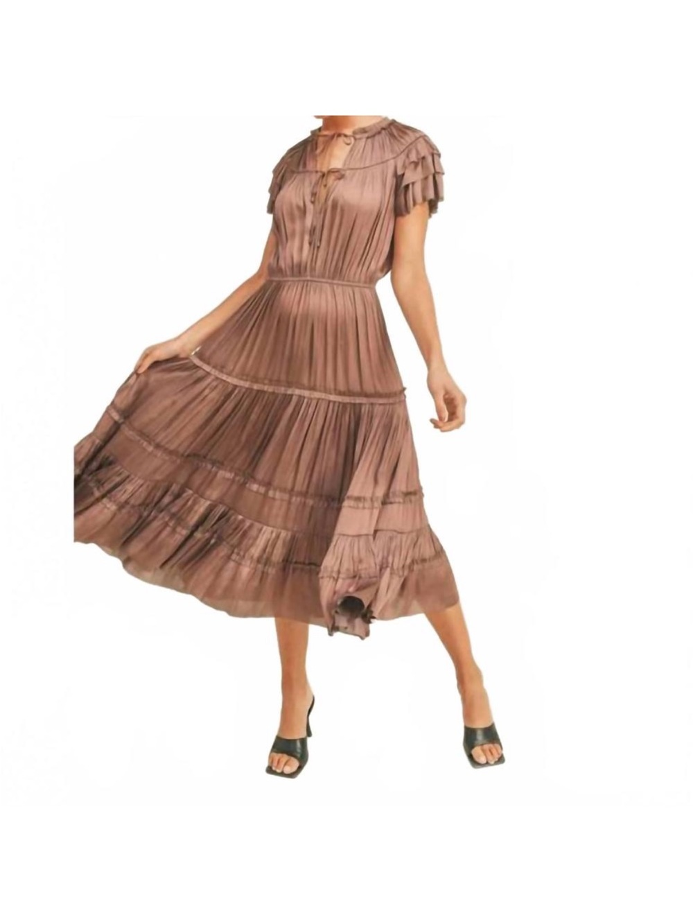 Reset by Jane Mauve Kianna Ruffle Dress size medium